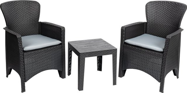 3-teilige Rattan-Sitzgruppe Design von genialo in Schwarz - Bild 1