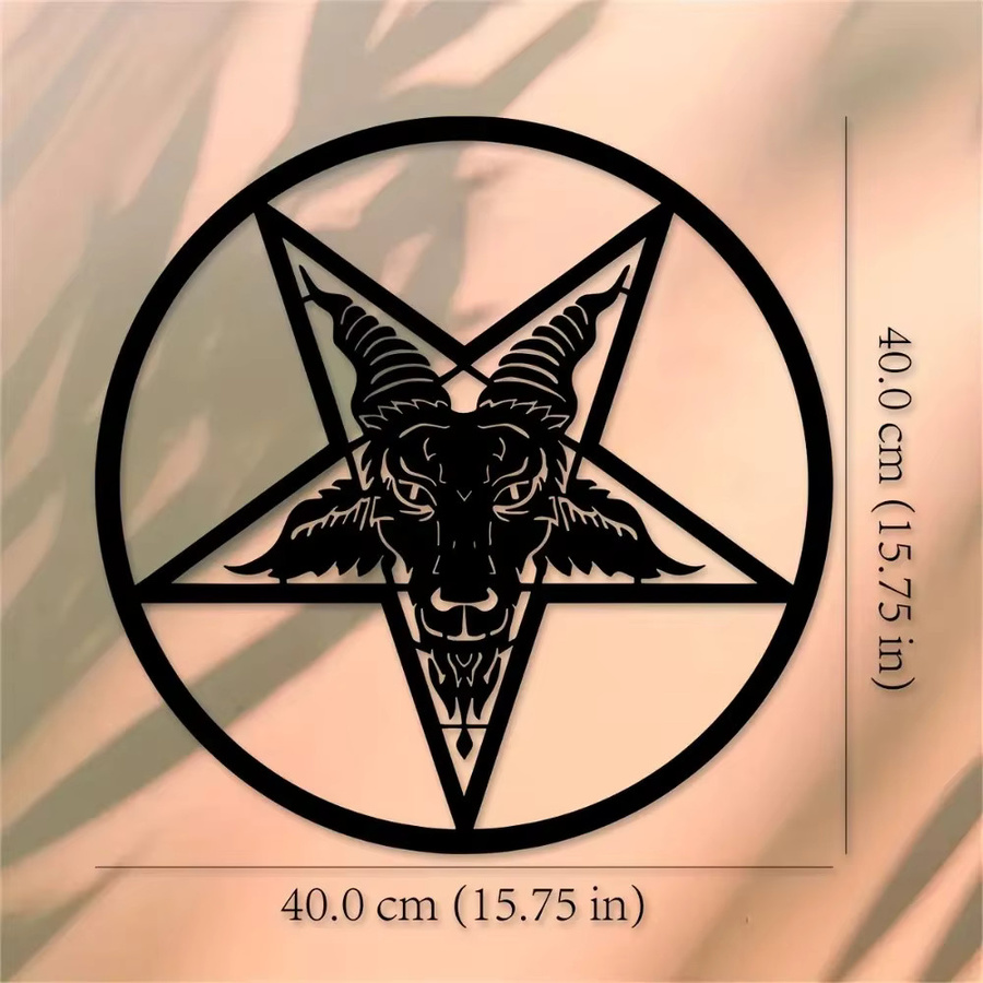 CIFBUY Baphomet-Siegel Wandkunst aus Metall in Schwarz mit geometrischem Tier-Design - Bild 3