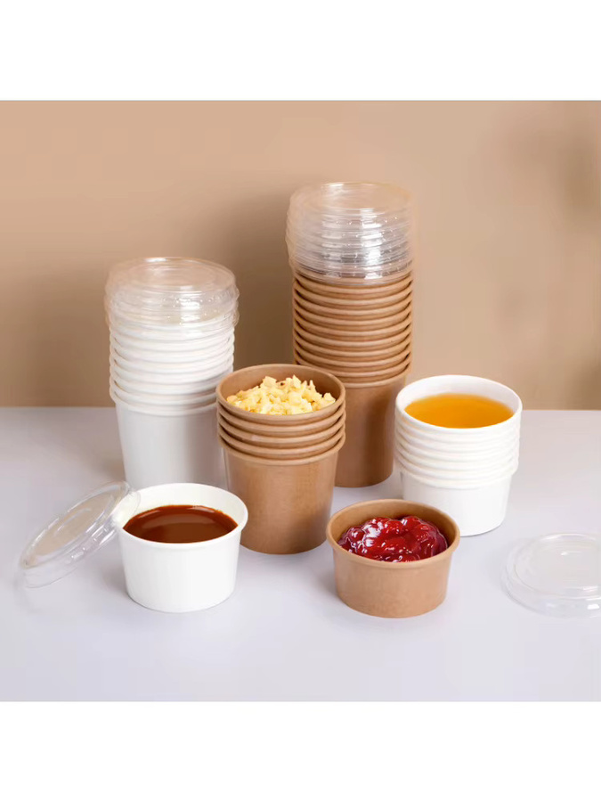 Einweg-Papierbecher aus Kraftpapier in Weiß für Soßen, Pudding oder Eiscreme, 50 Stück - Bild 2