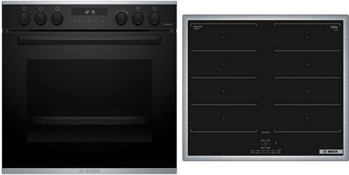 Bosch Herdset MKH65FP3 mit Induktionskochfeld HEH278BB4 und Backofen NXX645CB5M in Schwarz/Edelstahl - Bild 1