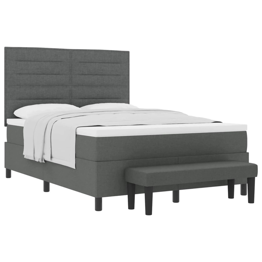 vidaXL Boxspringbett Dunkelgrau mit Matratze und Bank B/T/H: 160 x 200 x 203 cm - Bild 2