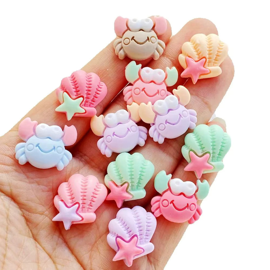 20 Stück bunte Harz-Meerestiere als Bastelzubehör für Scrapbooking und DIY-Schmuck von TSXJY mit Krabben und Muscheln - Bild 2