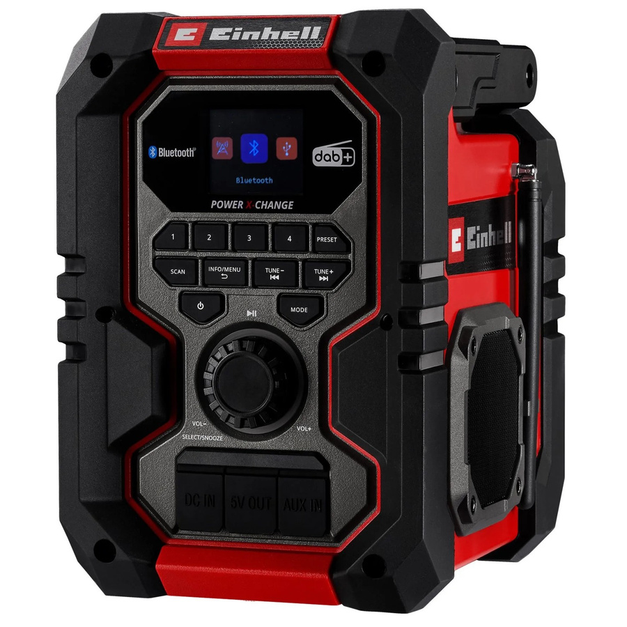 Einhell Akku-Radio TE-CR 18 Li Baustellenradio mit DAB+, FM, Bluetooth, USB und AUX in Rot/Schwarz - Bild 3