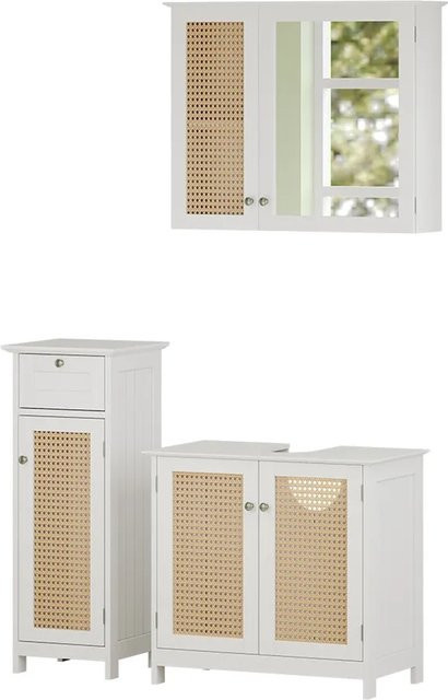 Vicco Badmöbel-Set Rosario Weiß 3-teilig mit Spiegelschrank, Waschtischunterschrank und Midischrank - Bild 1