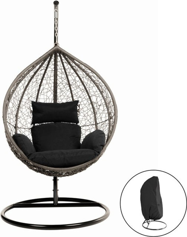 Home Deluxe Polyrattan Hängesessel CIELO in Schwarz mit Polster und Regenabdeckung - Bild 2