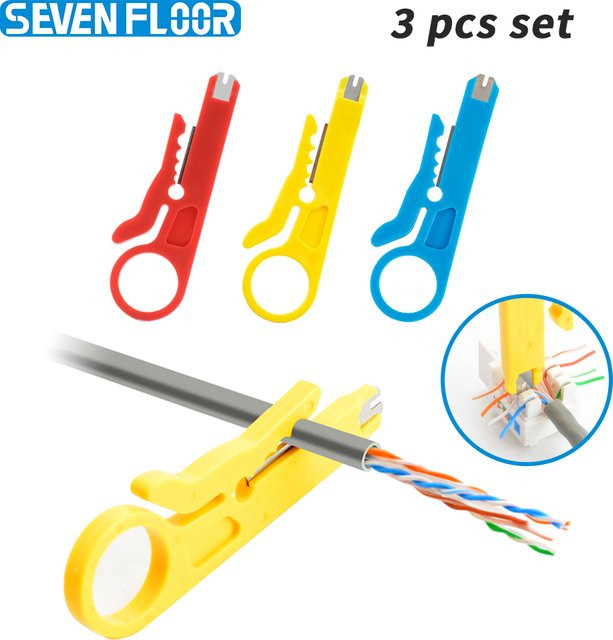 3er-Pack Multifunktionale Abisolierzangen mit Einsteckfunktion für RJ45 RJ11 Netzwerk-, Telefon- und CCTV-Kabel in Multicolor von Seven Floor - Bild 1