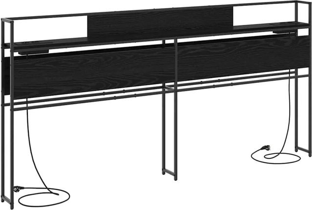 vidaXL Stauraum-Kopfteil in Schwarz und Eichen-Optik mit integriertem Regal und USB-Ladeport, Breite: 200 cm - Bild 1
