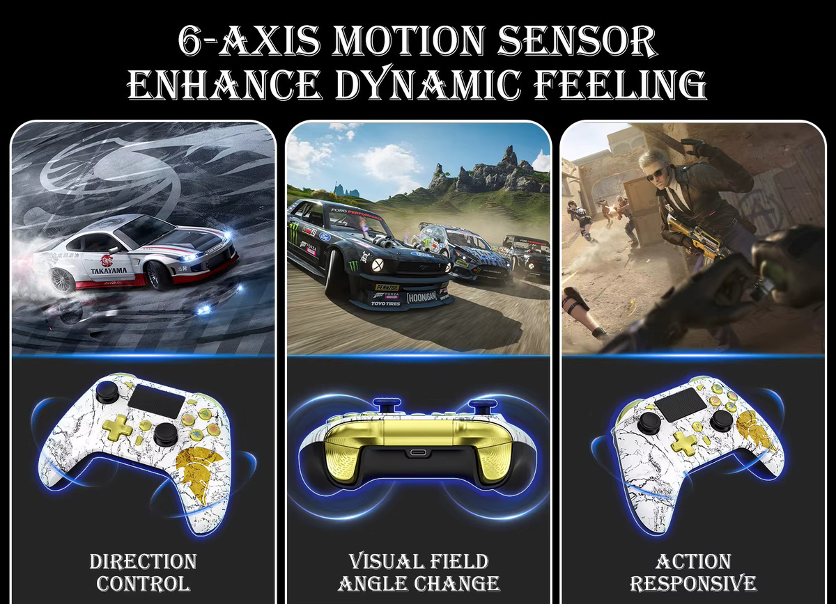 Bonacell Bluetooth Wireless Gamepad Multicolour für PS4 Slim Pro, PC, iOS und Android mit Dual Vibration und Sechs-Achsen-Joystick - Bild 5
