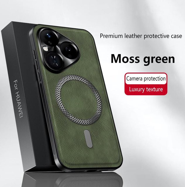 Huawei Pura 80 Pura 80 Pro Pura 80 Ultra Leder Handyhülle Magnetisch Wasserdicht Stoßfest in Grün - Bild 1