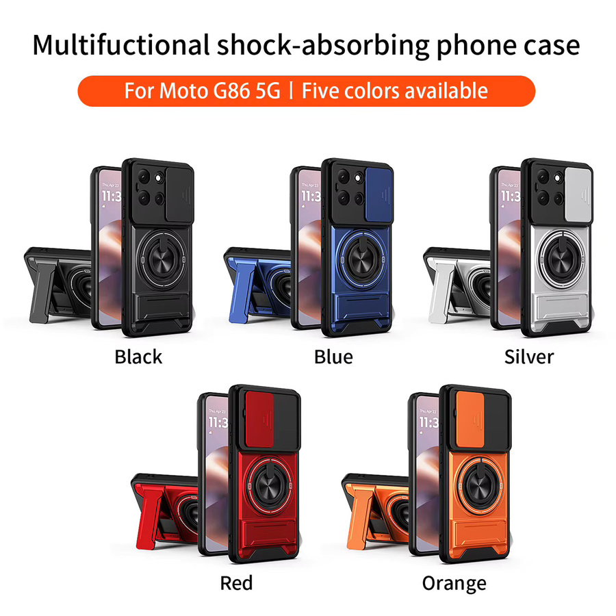 Magnetische Handyhülle für Motorola Moto G-Serie mit Slide-Kamera-Schutz und Standfunktion in Schwarz oder Rot - Bild 6
