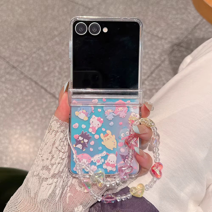 Stoßfeste Sanrio Cartoon Handyhülle mit Trageband für Samsung Galaxy Z Flip8, Z Flip7, Z Flip6 und Z Flip5 in Multicolour - Bild 2