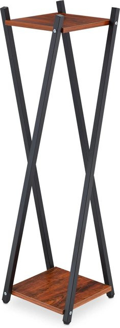 Relaxdays Blumenständer aus Stahl und MDF in Dunkelbraun mit 2 Ebenen, Höhe: 99 cm, Breite: 29 cm, Tiefe: 29 cm - Bild 1
