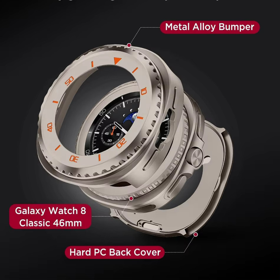 LuLuTom Schutzhülle für Samsung Galaxy Watch 8 Classic, Aluminium, Silber - Bild 1