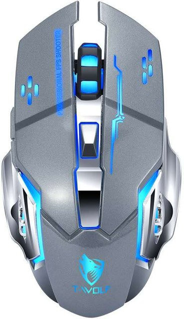 Thunder Wolf Q13 Drahtlose Gaming Maus mit Dual Mode und Beleuchtung in Star Gray Grau - Bild 1