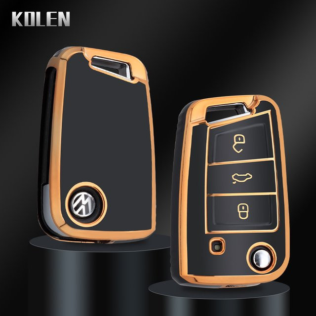 KOLEN TPU Auto Flip Schlüsselhülle für VW Golf 7 MK7, Tiguan MK2, Seat Ateca, Leon FR, Ibiza und Skoda Octavia, Kodiaq - Bild 1