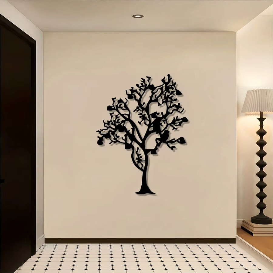 CIFBUY Wandgarderobenständer aus Eisen in Schwarz mit Vogelskulptur im rustikalen Baum-Design - Bild 2