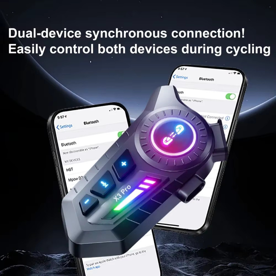 XINOWY X3 Pro Motorradhelm Bluetooth-Headset BT6.0 mit 2-Fahrer-Intercom, 1000m Reichweite, Geräuschunterdrückung, IPX6 Wasserdicht und Musik-Sharing, Farbe: Schwarz - Bild 2