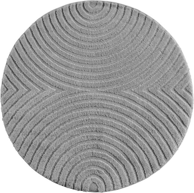 Ayyildiz Kurzflorteppich im Boho-Design, rund, Silber, Durchmesser: 80 cm - Bild 1