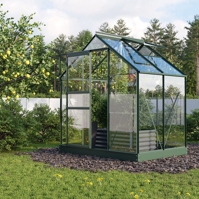Vitavia Gewächshaus Planet 2500 mit Fundamentrahmen in Smaragdgrün, 2,5 m², mit ESG-Sicherheitsglas und Schiebetür - Bild 1