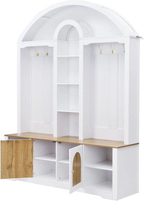 okwish Garderobenschrank mit Schuhregal und Haken in Weiß, B/T/H: 150 x 40 x 195 cm - Bild 1