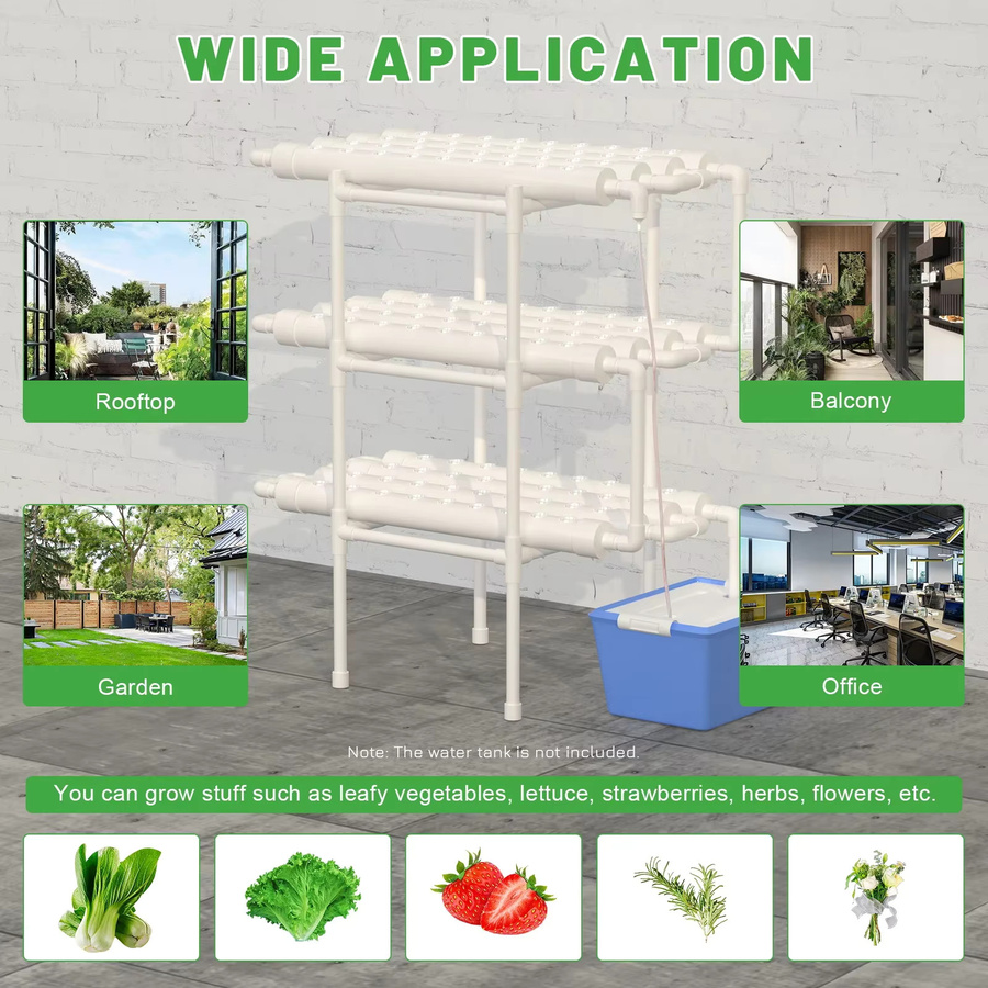 Bymaocar Hydroponik Grow Kit mit 3 Schichten und 108 Löchern für Deep Water Culture, weiß - Bild 3