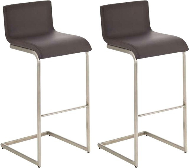 TPFLiving 2er Set Barhocker New Orleans aus Kunstleder in Braun mit Edelstahlgestell - Bild 1