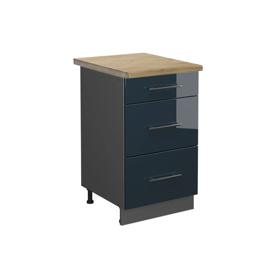 Vicco Schubladenschrank Fame-Line in Dunkelblau Hochglanz und Eiche, Breite: 50 cm, Höhe: 82 cm, Tiefe: 33,23 cm - Bild 2