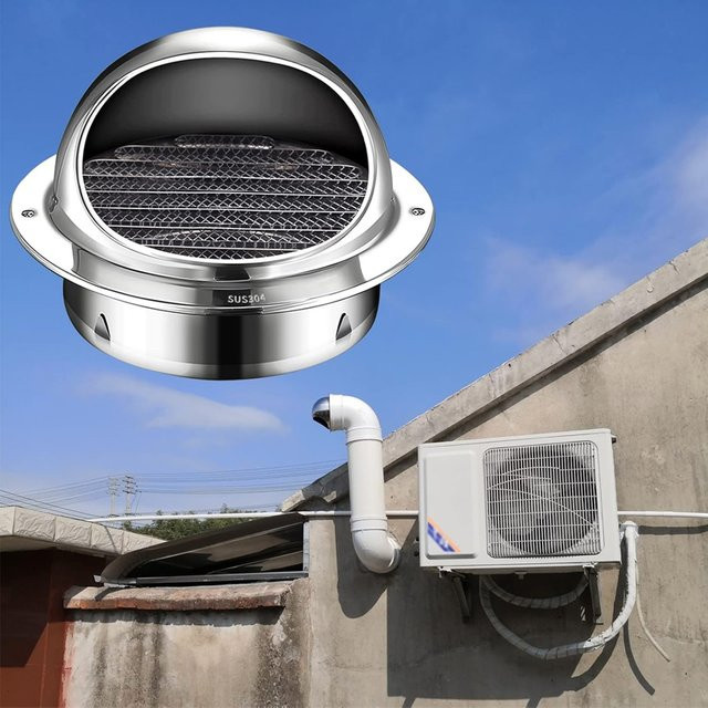 Trebalena Lüftungsgitter aus Edelstahl 304 in Silber als runde Abdeckung für Lüftungsauslässe und Lüftungsventilatoren mit Lamellengitter zur Vermeidung von Rohrverstopfungen - Bild 1