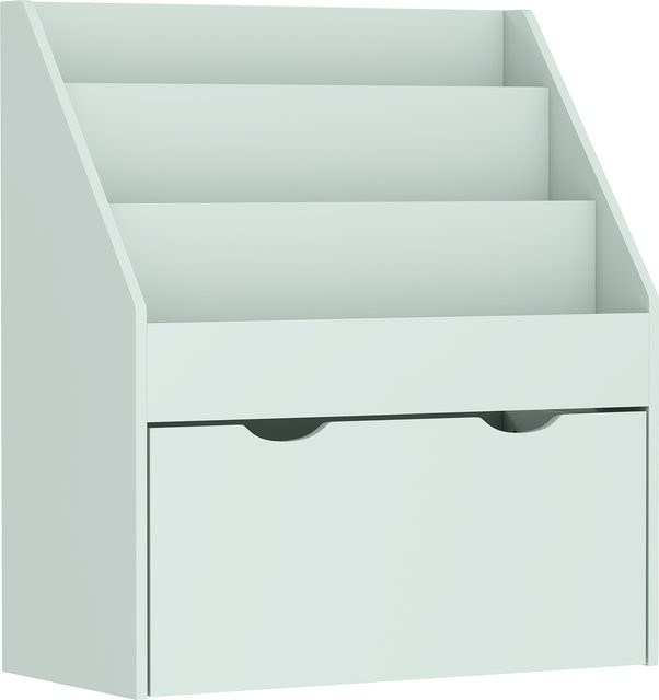 Aosom AIYAPLAY Kinderregal für Bücher und Spielzeug mit 3 Stufen und Schublade, Grün, B: 62,5 cm, T: 30 cm, H: 70 cm - Bild 1