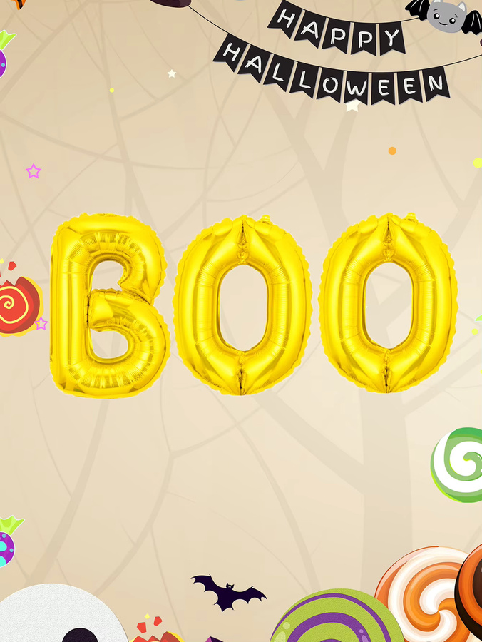 3 Stück Black Boo Letter Folienballons in Schwarz für deine Halloween Party Dekoration, 16 Zoll - Bild 2