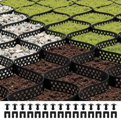 VEVOR Kiesgitter aus HDPE in Schwarz, Rasengitter zur Einfahrtsstabilisierung für Garten, Terrasse und Gehwege, B/B/H: 520 x 270 x 5 cm - Bild 1