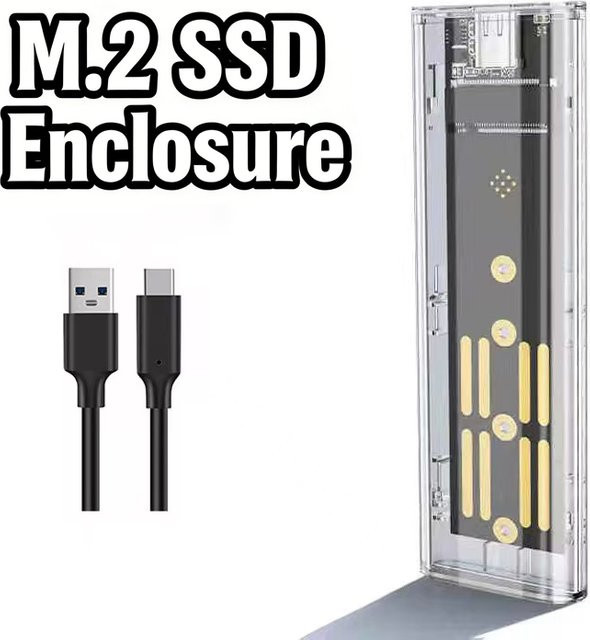 IRhasta M.2 SSD-Gehäuse für NVMe und SATA, USB 3.2 Gen2 10Gbps, transparentes externes SSD-Adaptergehäuse - Bild 1