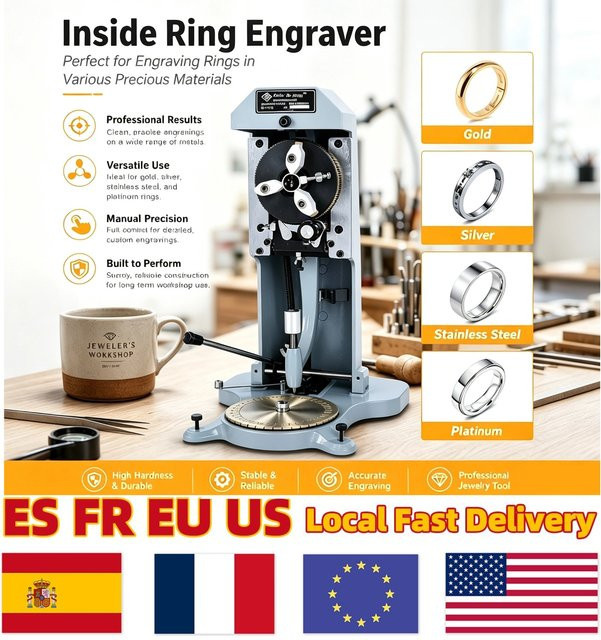 NIUPIKA Ringgravurmaschine mit beidseitiger Gravur und Buchstabenblock in Grau für Gold, Silber und Kupfer - Bild 1