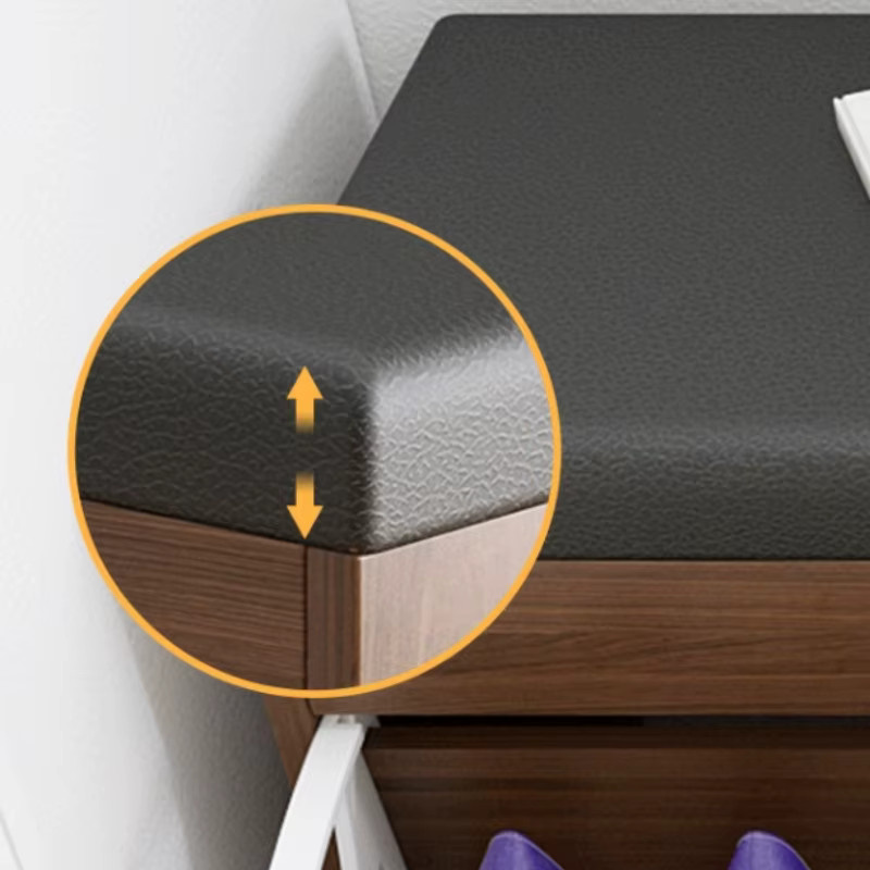 LIUSHADUOLA Schuhschrankbank aus Holz mit Sitzpolster aus Kunstleder in Grau - Bild 5