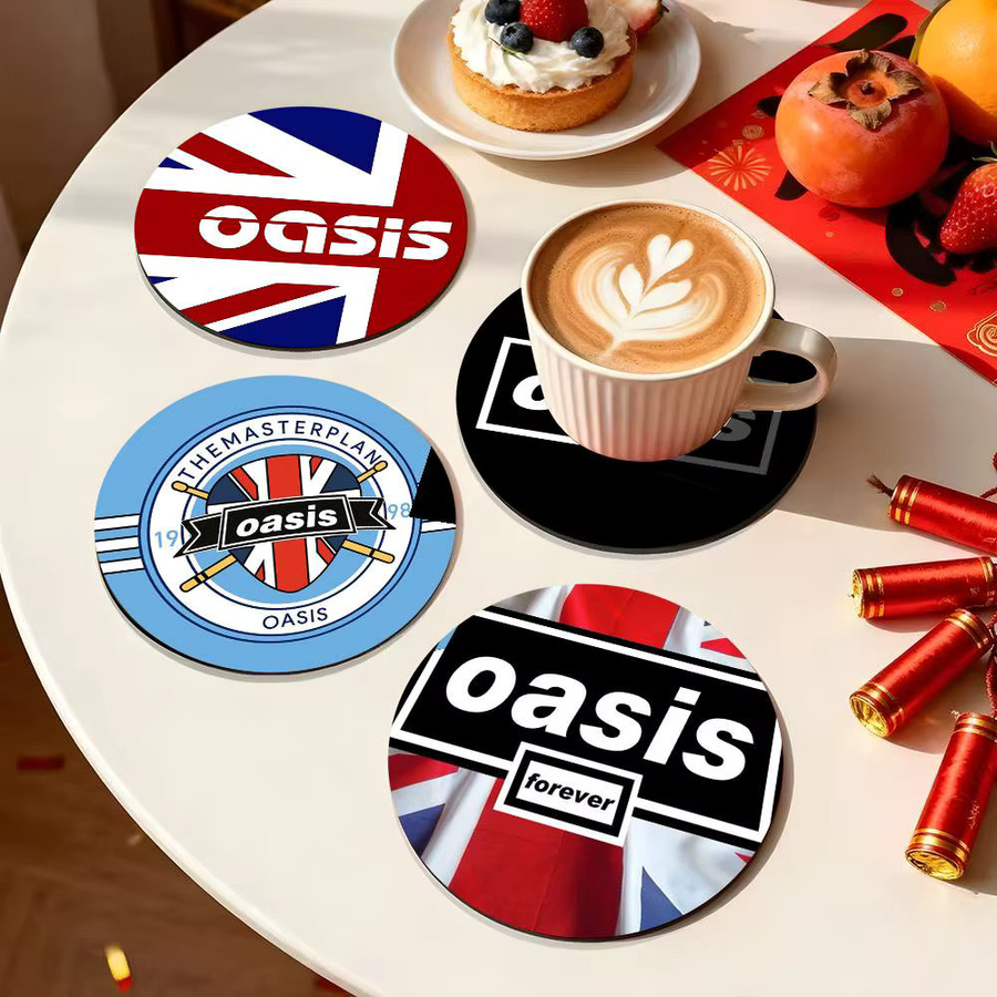 O-Oasis Band Holzuntersetzer rund mit Farbdruck in Multicolour - Bild 3