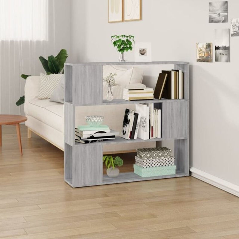 Vidaxl Bücherregal und Raumteiler in Grau, Modernes Design aus Holzwerkstoff, B/T/H: 100 x 24 x 94 cm - Bild 1