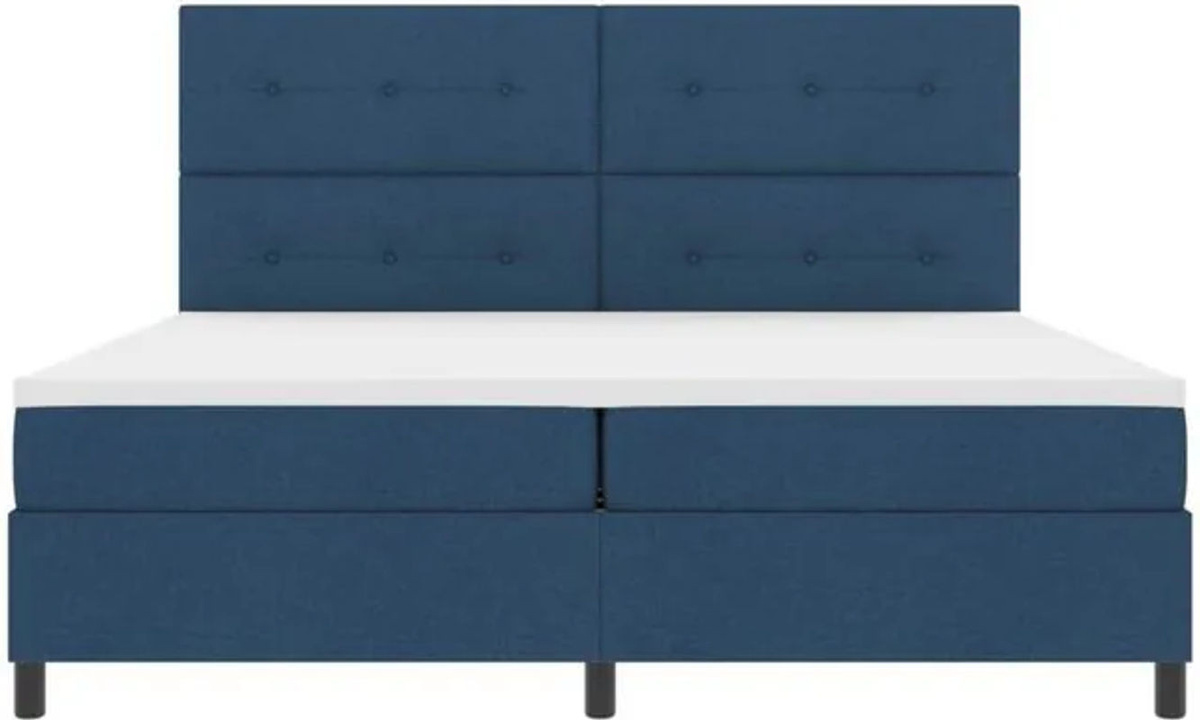 vidaXL Boxspringbett mit Matratze und Kopfteil in Blau aus Stoff, B/T/H: 200 x 200 x 128 cm - Bild 1