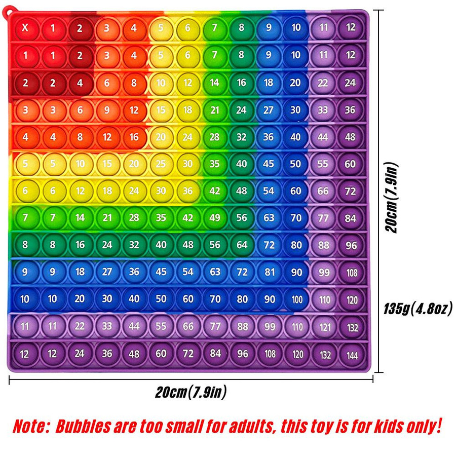 Yiran Bag Multiplikations-Push-Bubble-Fidget-Pop-Spielzeug Lernspielzeug Bunt / Mehrfarbig 3-6 Jahre - Bild 5