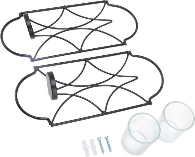OutsideWorld Kerzenhalter Set aus Eisen und Glas in Schwarz im Vintage-Design für Wohnzimmer und Schlafzimmer, 2 Stück - Bild 1