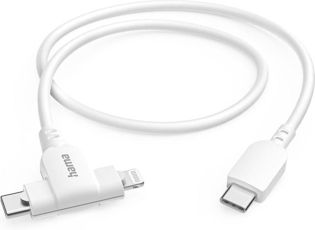 Hama 2-in-1 Ladekabel mit USB-C und Lightning Anschluss, MFI zertifiziert, Weiß, 1,5 m - Bild 1