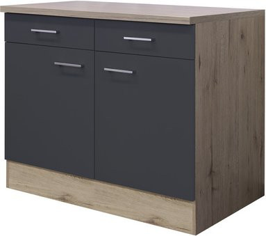 Küchenunterschrank Flex-Well Morena in San Remo Eiche und Basaltgrau matt, B/H/T: 100 x 85 x 60 cm - Bild 1