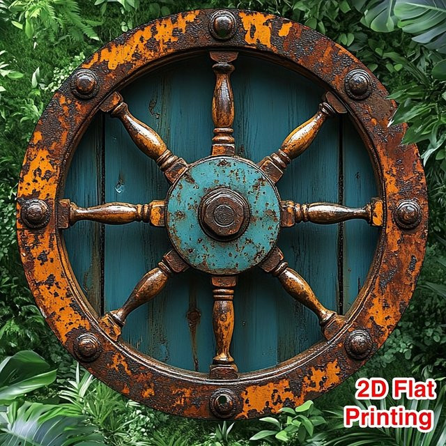 CIFBUY Nautisches Schiffsrad aus Aluminium Metall als runde Wanddekoration im Vintage-Stil, Multicolour, Durchmesser: 20,3 cm - Bild 1