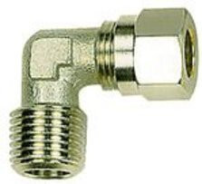 Riegler Winkel-Einschraubverschraubung aus Messing in Silber, R 1/4 Zoll, für Rohr-Außendurchmesser 10 mm - Bild 1