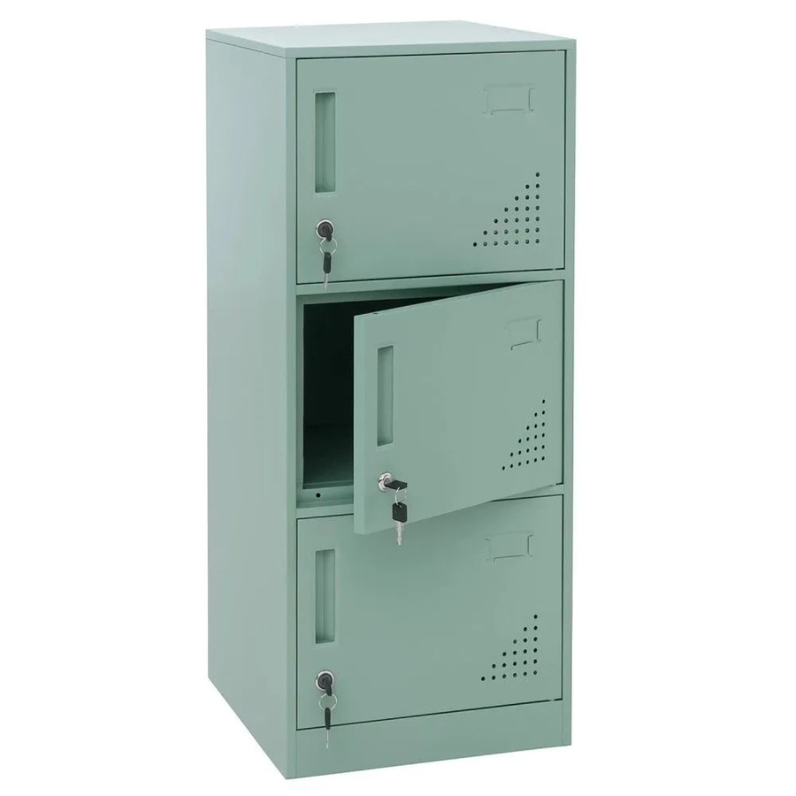MCW Spind MCW-P63 Schließfachschrank aus Stahl mit 3 Türen in Mintgrün, H: 90 cm, B: 38 cm, T: 45 cm - Bild 2
