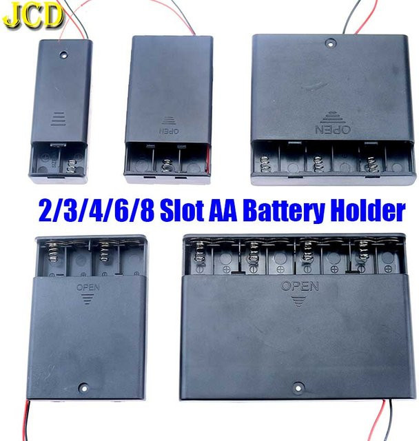 JCD AA Batteriehalter mit Schalter und Abdeckung in Schwarz für 2, 3, 4, 6 oder 8 Slots - Bild 1
