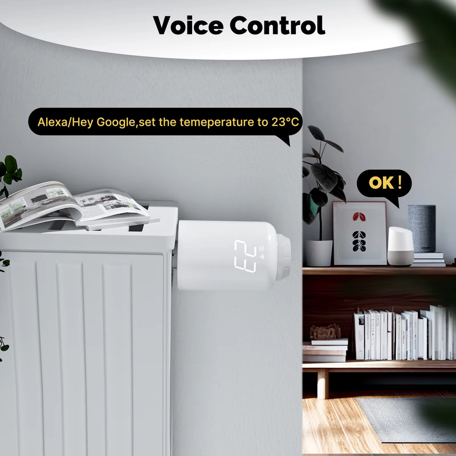 Moes SmartLife ZigBee Thermostatventil mit Tuya App-Steuerung und Alexa Sprachsteuerung, Weiß - Bild 4
