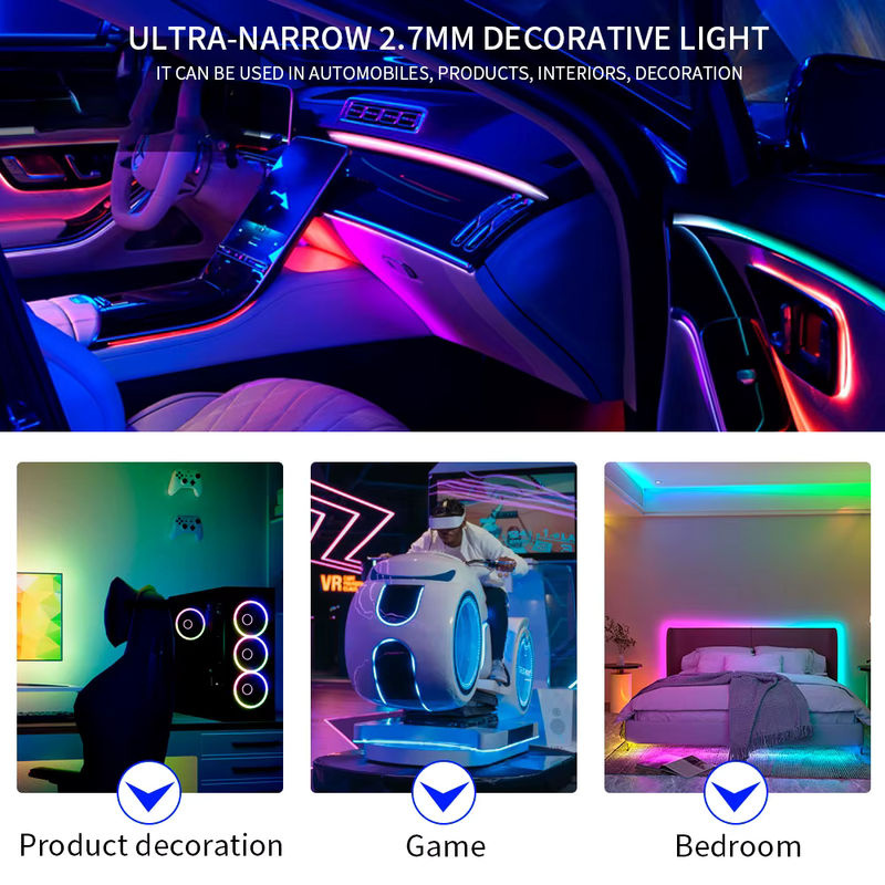 Xnbada Ultraschmaler WS2812B LED-Streifen RGBIC Smart Lichtband, 2,7 mm Breite, 160 LEDs/m, Multicolour, individuell adressierbar und schneidbar - Bild 4