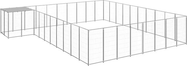 vidaXL Hundezwinger aus Metall in Silber, wetterfest, B/T/H: 5,5 x 5,5 x 1,1 m - Bild 1