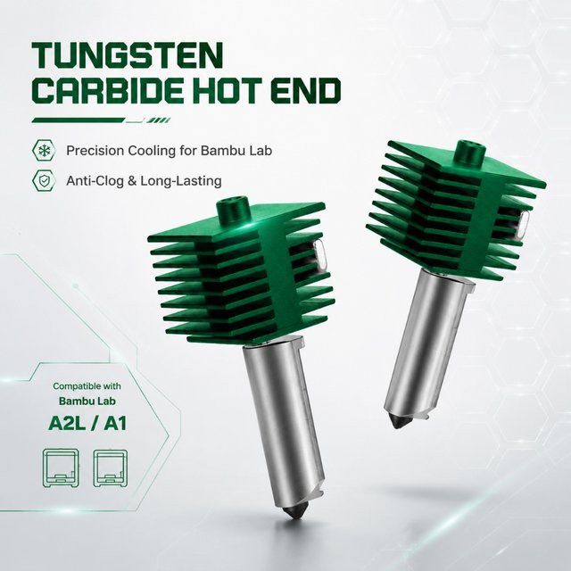 Bambu Lab Wolframkarbid Hotend-Kit mit integrierter Düse für A1, A1 Mini und A2L in den Größen 0,4 mm, 0,6 mm oder 0,8 mm - Bild 1
