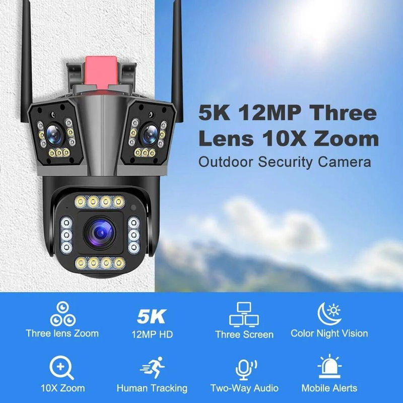 LS VISION 5K 12MP Outdoor Sicherheit Kamera mit WiFi, 10X Zoom, Drei-Objektiv-PTZ und Auto Tracking für die Überwachung - Bild 12